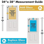 ODL Venting Entry Door Glass Replacement for Home Improvement - 24" x 38" Exterior or Front Door Inserts Glass Kit with Double Pane Tempered Clear Glass for House (Vertical Slide) - White Frame