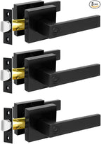 KAMOTA Privacy Door Levers, 3 Pack Matte Black Door Handles Bed and Bath Door Locks Interior Keyless Locksets, Left and Right Hand Reversible