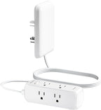 Flat Outlet Extender with Cover, Flat Plug Power Strip with 6 AC Outlets, 2000 Joules Surge Protector, 3FT Flat Extension Cord, Home Office Travel Dorm Room Essentials