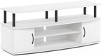 Furinno Jaya Entertainment Center Stand Unit/TV Desk for up to 55 inch, White/Black