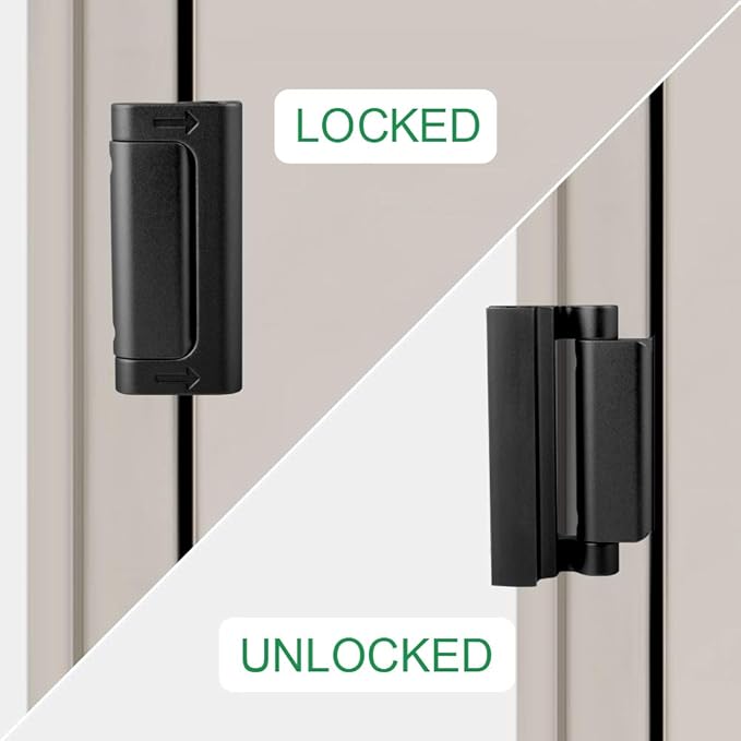 Home Security Door Lock Reinforcement - Child Proof High Security Door Locks with 3" Stop Withstand 800 lbs for Inward Swinging Front Door, Night Kids Safety Metal Flip Deadbolt Latch Defend Home