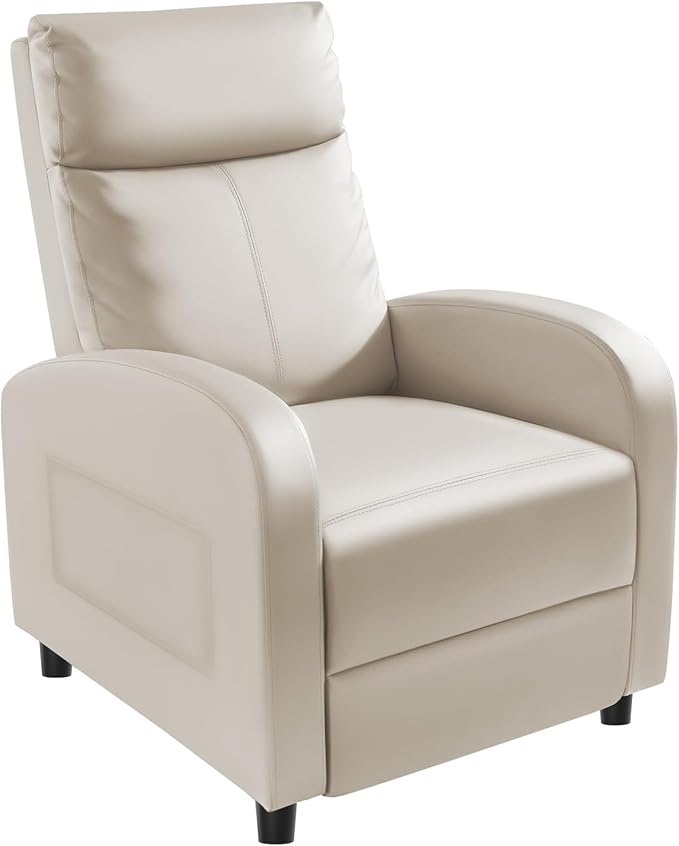 Homall Recliner Chair, Recliner Sofa for Adults, Recliners Home Theater Seating with Lumbar Support, Reclining Sofa Chair for Living Room (Leather, Beige)