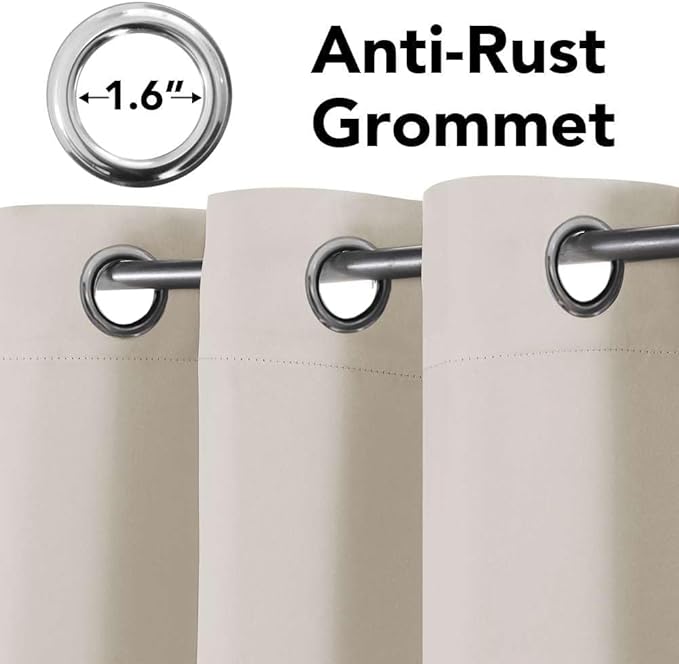 H.VERSAILTEX Room Darkening Curtains for Bedroom Thermal Insulated Living Room Curtains 102 Inch Long Grommet Privacy Protection Window Curtain Panels/Drapes for Nursery, 2 Panels, Ivory
