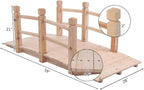 VINGLI 5 ft Garden Bridge, Classic Wooden Arch with Safety Rails Natural Finished Footbridge, Decorative Pond Landscaping, Backyard Creek or Farm