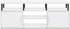 Furinno Jensen Entertainment Center Stand for TV up to 70 Inch, Plastic Pole, Solid White/Black