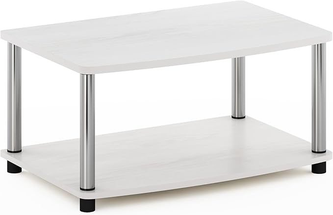 Furinno Turn-N-Tube Printer Stand with Storage, 2-Tier Printer Table, Under Desk Printer Stand, Toolless Assembly, for CPU, Office Supplies, Home Office, White Oak