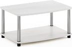 Furinno Turn-N-Tube Printer Stand with Storage, 2-Tier Printer Table, Under Desk Printer Stand, Toolless Assembly, for CPU, Office Supplies, Home Office, White Oak