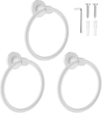 SetSail Towel Holder for Bathroom Wall White Towel Ring Stainless Steel Hand Towel Holder Screw-in Towel Hanger for Bathrooms, 3 Packs