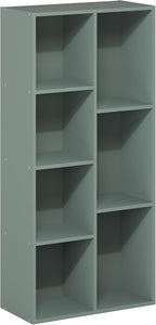 Furinno LUDER Book Shelf, 7-Cube Bookshelf, Bookcase with Open Shelves, 9.4 x 19.5 x 41.7, Easy Assembly, for Living Room, Bedroom, Home Office, Sage Green