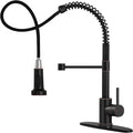 DJS Kitchen Faucets with Pull Down Sprayer Oil Rubbed Brozone -Single Handle 1 or 3 Holes Spring Kitchen Sink Faucet with Deck Plate for Farmhouse RV Vessel Basin