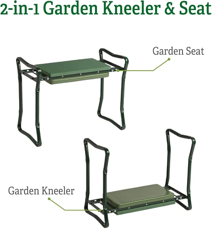 Gardener's Supply Company Garden Kneeler and Portable Stool | Extra Wide & Soft Kneeler for Outdoor Flower Beds and Raised Bed Planting | Ideal Gardening Gifts for Grandparents & Senior Gardeners