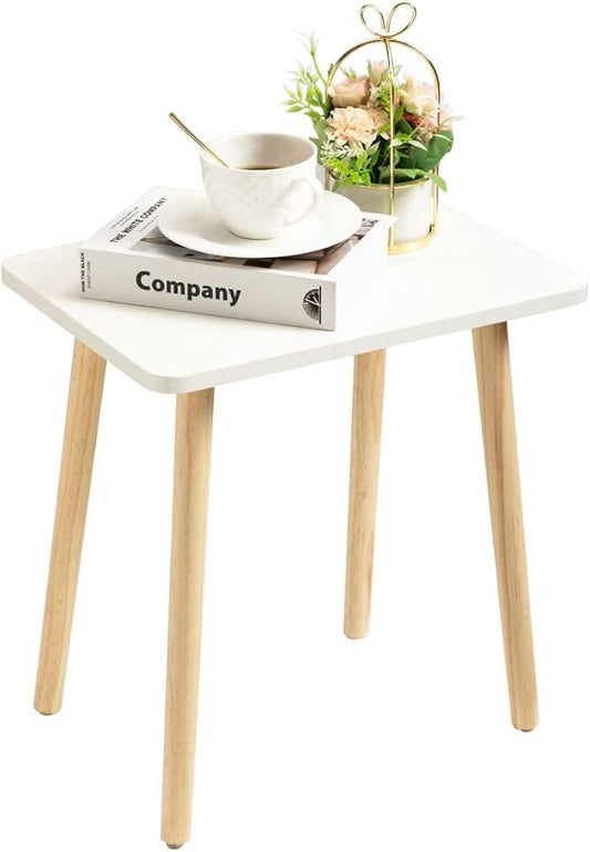 FORAOFUR Small Side Table, Modern Wood Mini Coffee Table, Easy Assembly Compact End Table for Living Room Bedroom Sofa, Minimalist White Accent Furniture for Small Spaces