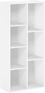 Furinno LUDER Book Shelf, 7-Cube Bookshelf, Bookcase with Open Shelves, 9.4 x 19.5 x 41.7, Easy Assembly, for Living Room, Bedroom, Home Office, White