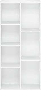 Furinno LUDER Book Shelf, 7-Cube Bookshelf, Bookcase with Open Shelves, 9.4 x 19.5 x 41.7, Easy Assembly, for Living Room, Bedroom, Home Office, White