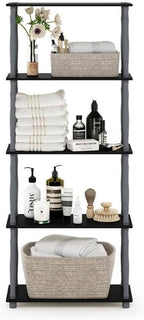 Furinno Turn-N-Tube 5-Tier Multipurpose Shelf / Display Rack / Storage Shelf / Bookshelf, Classic Tubes, Black/Grey