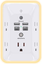 Multi Plug Outlet, HANYCONY Outlet Extender with 4 USB Ports (2 USB C) and Night Light, 1050J Surge Protector, Wall Mount, Outlet Splitter for Bathroom Kicthen Camper Dorm Room Essentials