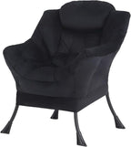Tiita Lazy Chair, Black Modern Large Accent Armchair, Comfy Leisure Sofa Reading Chair for Bedroom, Living Room, Dorm Rooms, Garden and Courtyard, Black