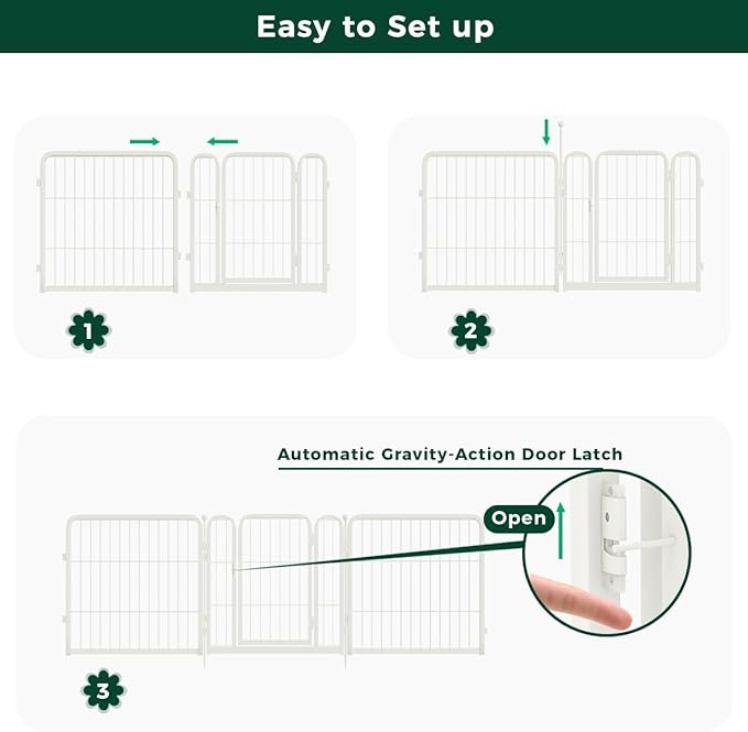 FXW Garden Fence Outdoor for The Yard – 24in(H) x 60.9ft(L) Heavy Duty Metal Animal Barrier for Dog and Rabbit, Decorative Dog Fence, 32 Panels, White