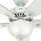 Hunter 52 inch Indoor Ceiling Fan with LED Light - White Ceiling Fan with Pull Chain, For Bedroom or Living Room, Standard Mount, No Remote, 5 Blades, Includes Bulbs - Builder Deluxe 53089, White