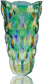 Unbreakable Flower Glass Vase 3.5lb 9.5inch Sparkle vase Bohemian Style, for Centerpieces,Kitchen,Office, Living Room,Wedding,Perfect Home Decor Glass Vase (Sparkle Green)