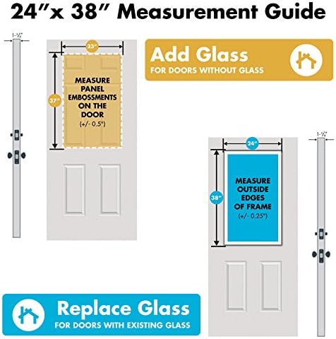 ODL Entry Door Glass Replacement for Home Improvement - 24" x 38" Exterior or Front Door Inserts Glass Kit with Energy Efficient Low-E Double Pane Tempered Glass - White Frame External 9 Grid Pattern
