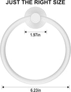 SetSail Towel Holder for Bathroom Wall Screw-in White Towel Ring Stainless Steel Heavy Duty Hand Towel Hanger for Bathrooms, Kitchen, 2 Packs