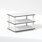 Furinno JUST Printer Stand with Storage, 3-Tier Under Desk Printer Stand, Printer Table, for CPU, Office Supplies, Home Office, White