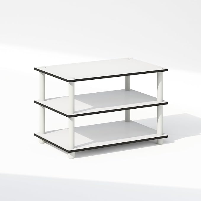 Furinno JUST Printer Stand with Storage, 3-Tier Under Desk Printer Stand, Printer Table, for CPU, Office Supplies, Home Office, White