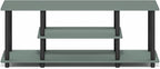 Furinno Turn-N-Tube TV Stand, 3-Tier Open Frame Rectangular Entertainment Center with Storage Shelf, TV Console for TV up to 50 Inch, Toolless Assembly, for Living Room, Bedroom, Sage Green