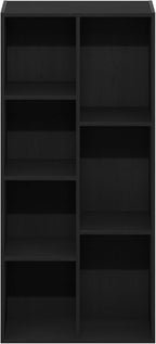 Furinno LUDER Book Shelf, 7-Cube Bookshelf, Bookcase with Open Shelves, 9.4 x 19.5 x 41.7, Easy Assembly, for Living Room, Bedroom, Home Office, Blackwood