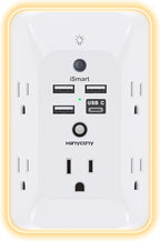 Outlet Extender with Night Light, HANYCONY Multi Plug Outlet, USB Wall Charger Surge Protector 4 USB Ports(1 USB C), Power Strip Electrical Outlet Splitter Expander for Home Office Dorm Room, ETL