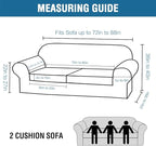 H.VERSAILTEX 3 Piece Stretch Sofa Covers for 2 Cushion Sofa Couch Covers for Living Room Sofa Slipcovers (Base Cover Plus 2 Seat Cushion Covers) Thicker Jacquard Fabric(Large Sofa, Chocolate)
