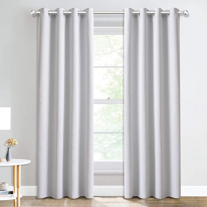 NICETOWN Room Darkening Curtains for Living Room - Easy Care Solid Thermal Insulated Grommet Room Darkening Curtains/Panels/Drapes for Bedroom (2 Panels, 52 by 84, Greyish White)
