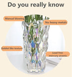 Unbreakable Flower Glass Vase 3.5lb 9.5inch Transparent vase Bohemian Style, for Centerpieces,Kitchen,Office, Living Room,Wedding,Perfect Home Decor Glass Vase (Transparent)