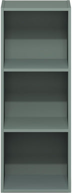 Furinno LUDER Book Shelf, 3-Cube Bookshelf, Bookcase with Open Shelves, 9.3 x 12 x 31.5, Easy Assembly, for Living Room, Bedroom, Home Office, Sage Green