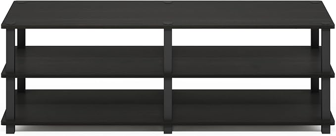 Furinno TURN-S-TUBE TV Stand, 3-Tier Open Frame Design Entertainment Center, TV Console for TV up to 46 Inch, Toolless Assembly, for Living Room, Bedroom, Espresso