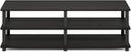 Furinno TURN-S-TUBE TV Stand, 3-Tier Open Frame Design Entertainment Center, TV Console for TV up to 46 Inch, Toolless Assembly, for Living Room, Bedroom, Espresso