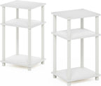 Furinno JUST Night Stand Set of 2, 3-Tier Turn-N-Tube Nightstand, Toolless Bedside Tables, End Table, Side Table with Open Storage for Bedroom, Closet, Dorm, Bathroom, White