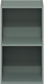 Furinno PASIR Book Shelf, 2-Tier Modern Bookshelf, Open Shelves Bookcase 9 x 12 x 21, Easy Assembly, for Living Room, Bedroom, Home Office, Sage Green