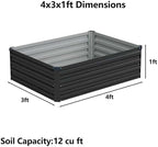 4x3x1ft(2 Pack) Galvanized Raised Garden Bed,Outdoor Planter Box Metal Patio Kit Planting Bed for Vegetables Flowers Herb,Black