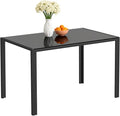 FDW | Dining Table for 4-6 People | Black | 47 Inch Rectangular Glass Kitchen Table | Space-Saving and Modern Design | for Dining Room, Easy to Assemble