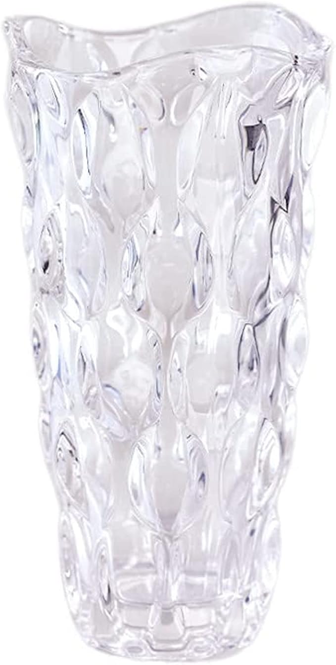 Unbreakable Flower Glass Vase 3.5lb 9.5inch Transparent vase Bohemian Style, for Centerpieces,Kitchen,Office, Living Room,Wedding,Perfect Home Decor Glass Vase (Transparent)