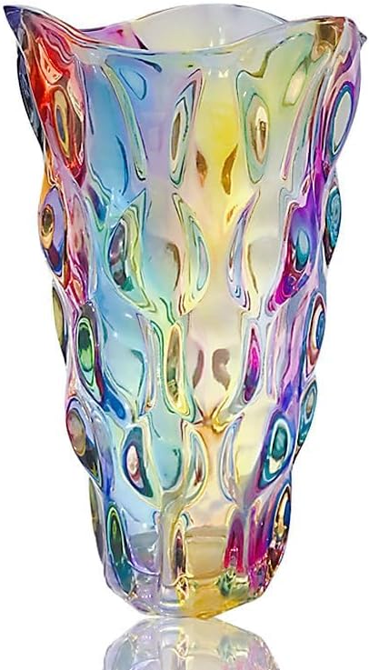 Unbreakable Flower Glass Vase 3.5lb 9.5inch Sparkle vase Bohemian Style, for Centerpieces,Kitchen,Office, Living Room,Wedding,Perfect Home Decor Glass Vase (Sparkle Color)