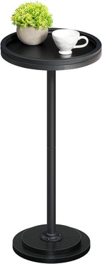 HOOBRO Small Round Side Table, Drink Table, Coffee Martini Table with Pedestal Accent for Small Spaces in Living Room, Bedroom, Sofa Couch, Black BB168BZ01