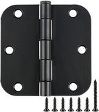 80 Pack Rounded Door Hinges 3-1/2" x 3.5 Inch, 5/8 Radius, Matte Black 3 ½" No Squeak,Interior Hinge for Doors Office Bed Room,Outdoor Window,Constructition Iron Hardware for House Home Flat