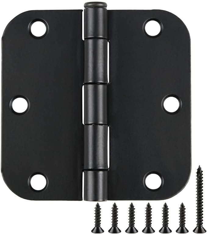 40 Pack Black Door Hinges 3-1/2" x 3.5 Inch, 5/8 Radius, 3 ½" No Squeak,Round Matte Black Interior Hinge for Closet Doors Office Game Bed Room,Door Hardware for House