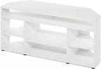 Furinno BESI TV Stand, No Tools Assembly Industrial Style Entertainment Center, TV Console for TV up to 46 Inch, for Living Room, Bedroom, White