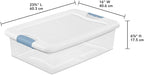 Sterilite 18-Pack Latching Box, Under Bed Storage Bins with Lids, Clear Plastic, 32 Quart - Heavy-Duty Organizing Containers for Closet, Bathroom, and Office