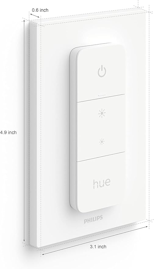 PHILIPS Hue Smart Dimmer Switch with Remote, White, 1 Pack, Turns Hue Lights On, Off, Dims or Brightens, Smart Home Control, Requires Hue Bridge, Easy, No-Wire Installation