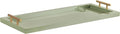 Kate and Laurel Halsey Rectangle Decorative Narrow Tray with Gold Metal Handles; 24 x 10; Green and Gold; Modern Glam Slim Serving Tray with Handles for Living Room Decor